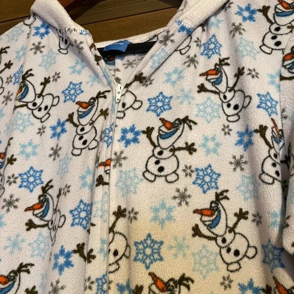Disney Frozen Olaf SNOWMAN and SNOWFLAKE print hooded hoodie onesie one piece - Picture 4 of 16